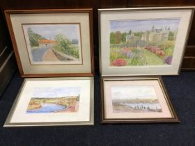 Joyce Ford, three watercolours - Abbotsford, the Old Marriage House, Coldstream, the Tweed at Kelso,