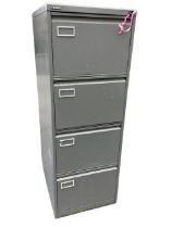 A Roneo steel four-drawer filing cabinet. (18.5in x 24.5in x 52in)