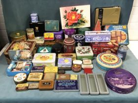 A collection of tins - tobacco & cigarette, biscuits, Mitchell’s Prize Crop, State Express,