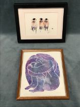 Carol Boyd, watercolour, depicting three Scottish Blackface sheep, signed, mounted & framed