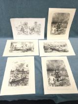 Mr Briggs & His Doings, six monochrome fishing cartoons, the amusing prints originally published