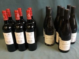 Seven bottles of Domaine de La Bastide 2015 Visan Côtes du Rhônes Villages; and six bottles of