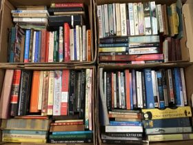 Four boxes of miscellaneous books - novels, history, reference, biographies, gardening, social work,