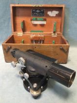 A mahogany cased surveyors theodolite by Hilger & Watts - London, numbered 67745, retailed by A