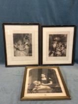 Joshua Reynolds, two hogarth framed Bartolozzi engravings dated 1789, the monochrome plates laid