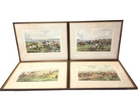 A set of four coloured hunting prints depicting The Oxford Drag, after CR Winter, mounted &