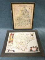 A nineteenth century handcoloured map of Northumberland after Cole & Roper, published in 1808