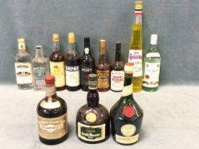 Twelve unopened bottles of liqueurs and spirits - Campari, Old Arrack, Bacardi, Galliano liqueur,