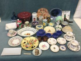 Miscellaneous ceramics - a Wedgwood blue sucrié, a Grouse Wade ashtray, a Meissen style cabinet