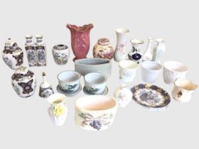 Miscellaneous ceramic vases, planters, jars, etc., including a Masons Ironstone ginger jar in the