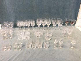 Miscellaneous cut glass and moulded drinking glasses - commemorative goblets, wine, sherry, liqueur,