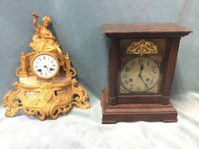 A C19th French ormolu mantel clock by Philippe Mouray - Paris, surmounted by a figure of a