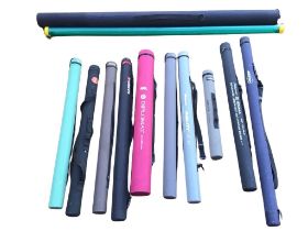 Twelve miscellaneous contemporary tubular fishing rod cases - Hardy, Shakespeare, Airflo, Greys, Abu