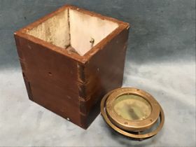 A mahogany cased brass gimbal mounted marine boat compass by Star - Boston, numbered 37351. (4.5in x