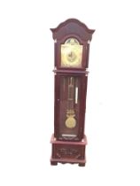 An Emperor mahogany longcase clock, the arched moulded cornice above a dial, the circular roman