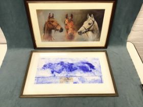 Norman Mathieson, contemporary colour etching, a horse with inscription and marmite advert, titled