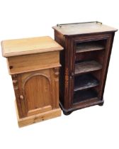 A Victorian walnut cabinet with rectangular top inlaid with urn motif and brass gallery above a