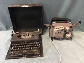 A leatherette cased 40s Imperial Good Companion Model T portable typewriter; and a cased 70s Hanimex