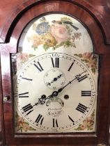 A C19th mahogany longcase clock by Thackwell of Cardiff, the swan-neck pediment with brass cast