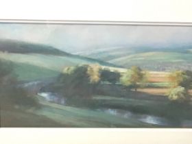 Robert Turnbull, pastel, landscape with bridge, titled Weetwood Bridge towards Wooler to verso,