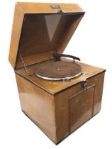 A 1950s Coomber & Son Schools Model tabletop radiogram, the rectangular case with a Garrard