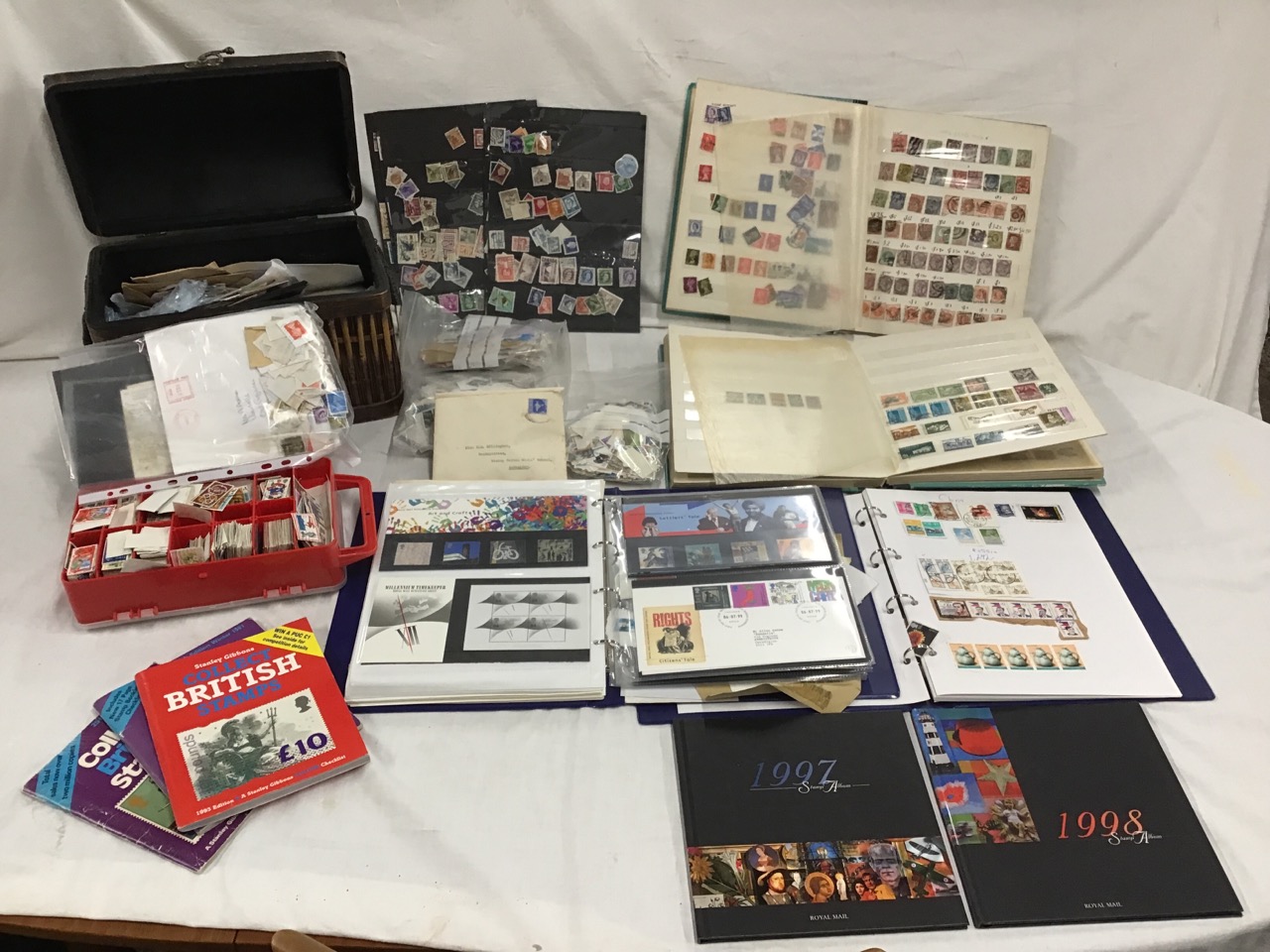 A large collection of miscellaneous stamps & albums - British, some Victorian, Bulgarian, Indian,