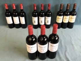 A mix case - three bottles 2017 Madame Chateau de Pitray, three bottles 2017 Cru Bourgeois Château