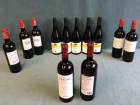 Five 2019 Wine Society Exhibition Morgon; two 2015 Riserva Caroso Montepulciano d’Abuzzo Codice