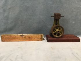 A Stuart Turner vertical No. 10V model steam engine on a rectangular mahogany base -