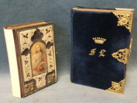 A French book of hours, with velvet binding and pierced ormolu mounts, initials and barons