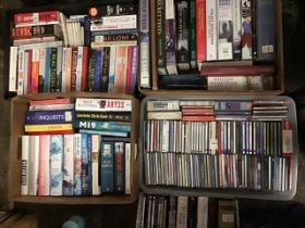 A quantity of miscellaneous books & CDs - paperback and hardback novels, cricket, politics,