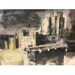 John Piper, 1948 lithographic penguin print, Windsor Castle, signed in print, laid down & framed. (