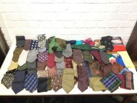 A collection of gentlemans silk ties and hankerchiefs - many designer labels - Rochas, Daniel