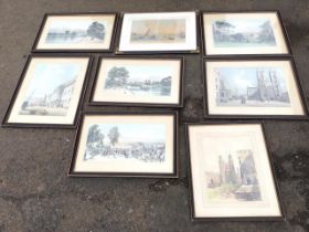 A set of eight Victorian prints of London landmarks - Hyde Park, Customs House, Luptons Tower,