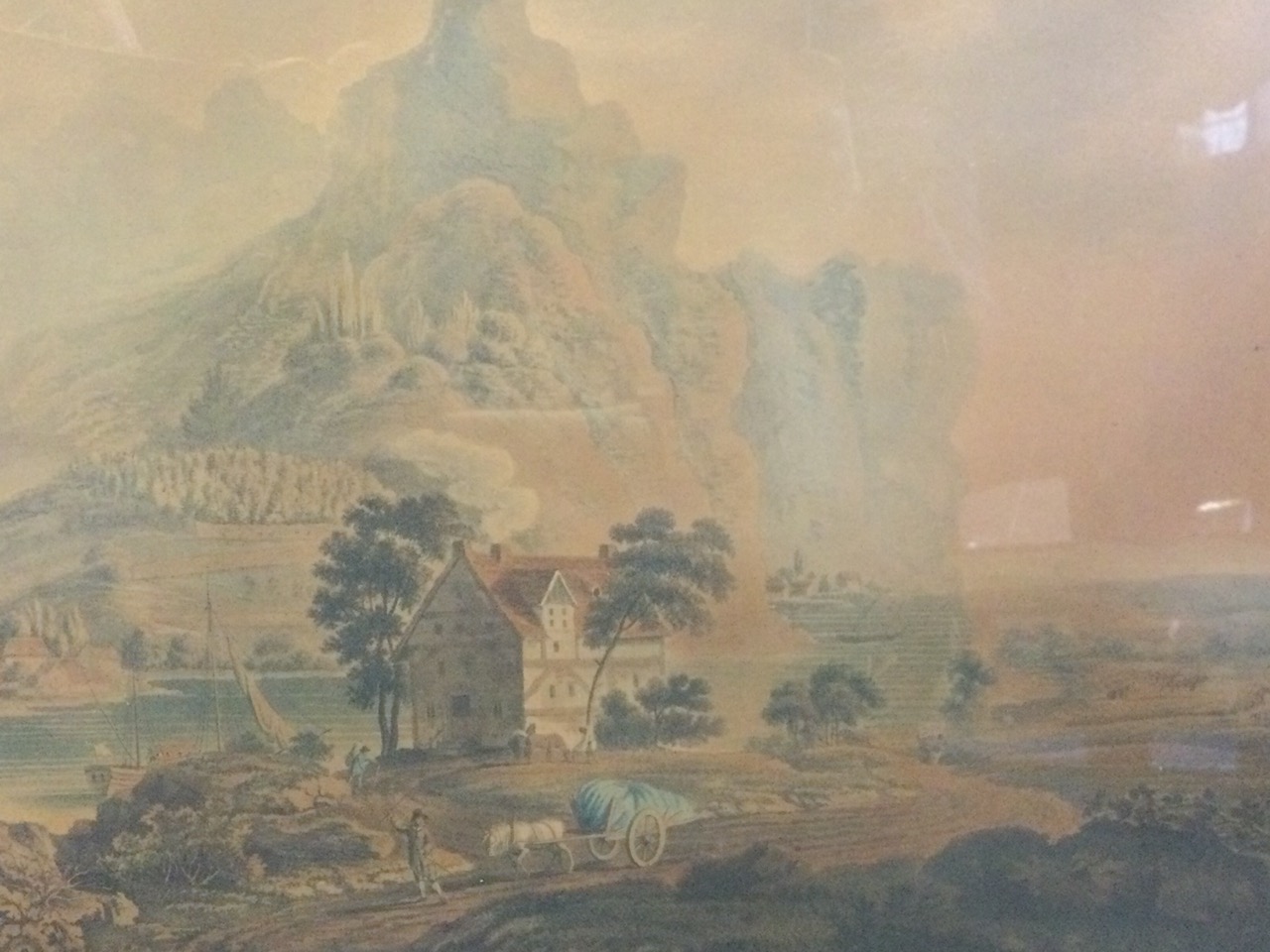 A pair of C18th handcoloured mezzotints, views on the Rhine with ruined castles on clifftops, - Bild 3 aus 3
