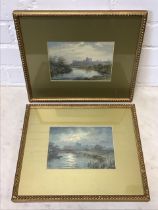 ELJ, Victorian watercolours, a pair, studies of Windsor Castle from the river, signed with initials,