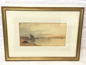 Wilfrid Williams Ball, watercolour, Nile river landscape with boats, signed, titled to labelled