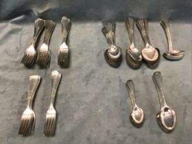 A collection of silver plated Old English pattern cutlery - dinner & luncheon forks, table spoons,