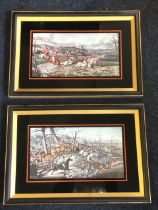 A pair of Victorian style coloured prints depicting foxhunting scenes with the field in pursuit,