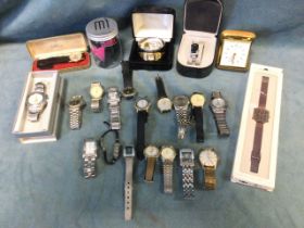 Miscellaneous wrist watches - some C20th, cased, modern, fashion watches, a Smiths travel clock,