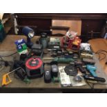 Miscellaneous electrical power tools & materials - soldering guns, drill bits, a pipe freezer,