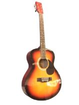 A Martin Smith acoustic steel string guitar with stained sunburst body, hardwood neck, inlaid