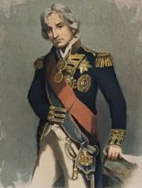 Victorian chromolithograph, three-quarter length portrait of Lord Nelson, originally published in