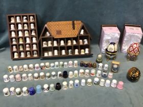 A collection of thimbles - commemorative, souvenir, floral, Spode, Palissy, birds, Royal