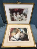 A pair of Edwardian coloured mezzotints, the proof plates signed in pencil by engraver Sydney E