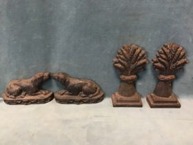 A pair of Victorian cast iron doorstops in the form of wheatsheaves on stepped bases - 7.25in; and a