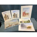 Ray Arthur, six unframed watercolour & pastel views, mainly Italian and some titled, all signed. (