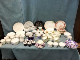 Miscellaneous C19th & C20th tea and coffee services with cups, saucers, plates, cream jugs, sugar