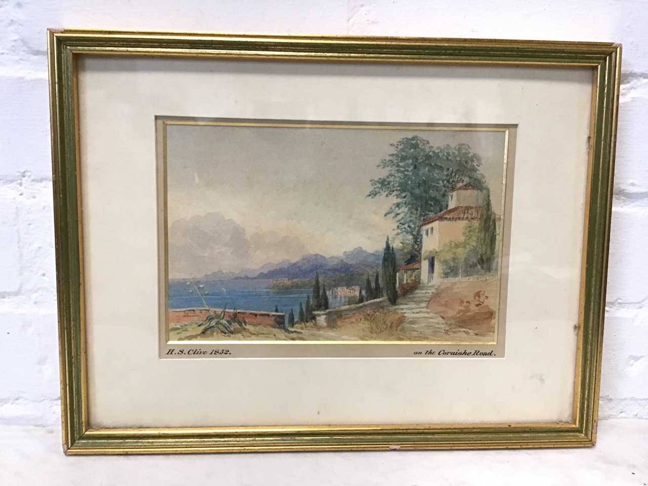 HS Clive, C19th watercolour, Mediterranean coastal view, unsigned, titled to mount On the Cornishe - Image 2 of 3
