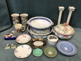 Miscellaneous ceramics - a Copeland Spode Marlborough tureen & cover, a pair of chintz cylindrical